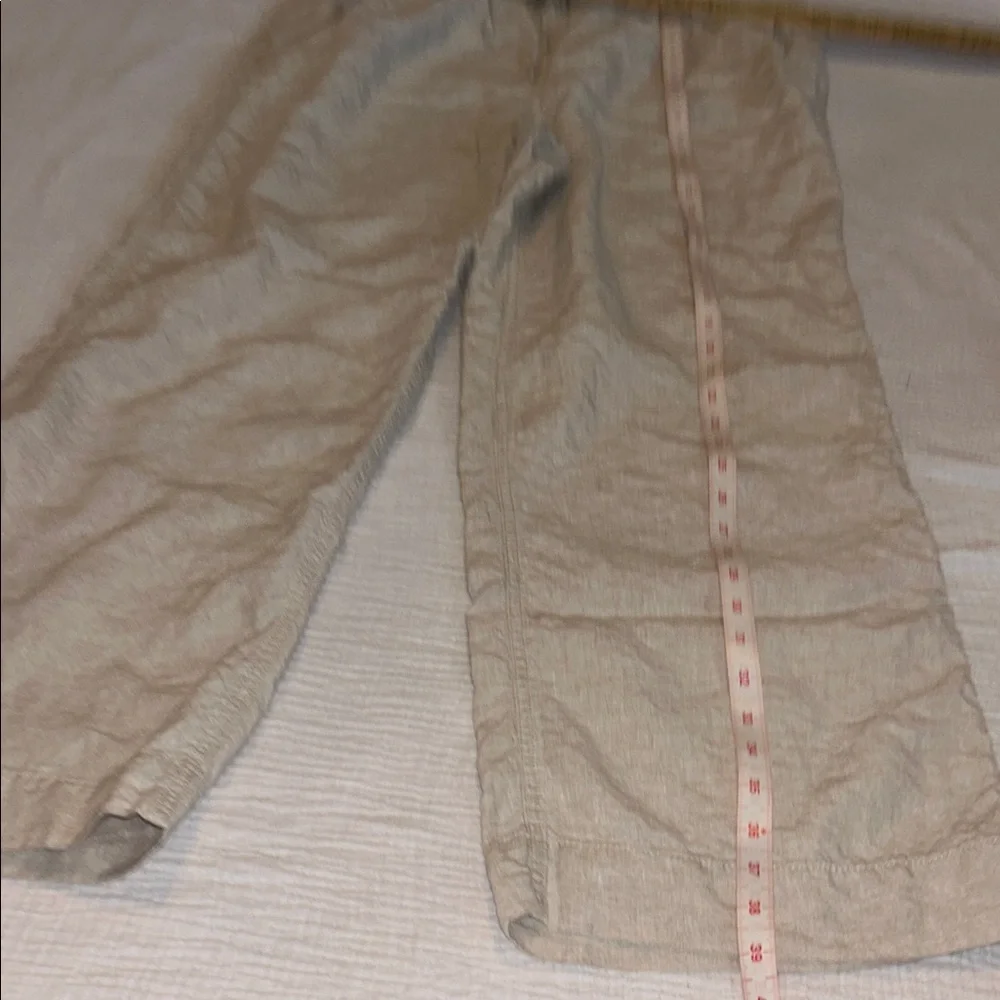 L.L. BEAN Women’s Pants Cream 16 100% Linen Wide Leg Resort Travel Preppy Artsy - Picture 4 of 11